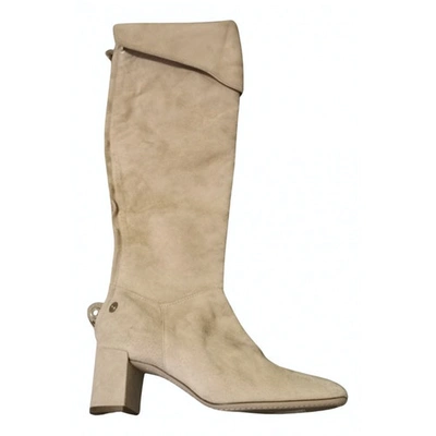 Pre-owned Ermanno Scervino Leather Riding Boots In Beige