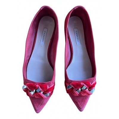 Pre-owned Casadei Ballet Flats In Red