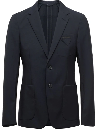 Prada Fitted Button Blazer In Blue