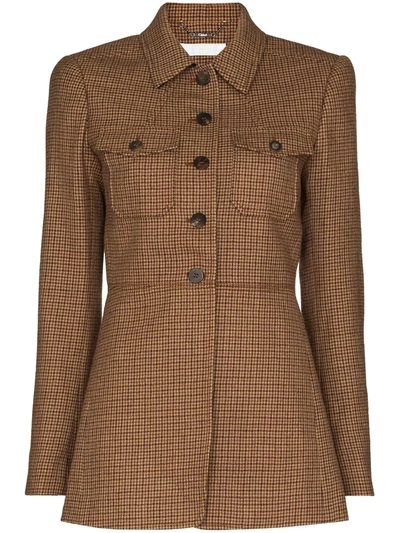 Chloé Single-breasted Houndstooth Jacket In Braun