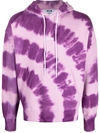 Msgm Tie Dye Cotton Jersey Sweatshirt Hoodie In Purple