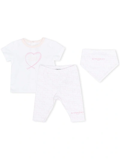 Givenchy Babies' Love Logo Trousers Sets In 白色