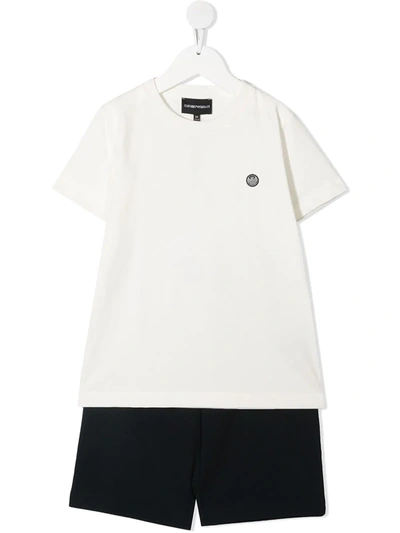 Emporio Armani Kids' Cotton Interlock T-shirt & Shorts In White