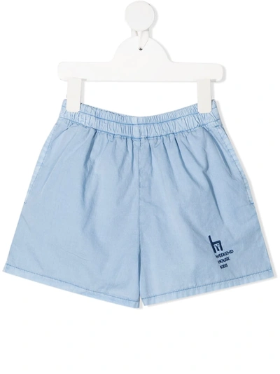 Weekend House. Kids' Embroidered Logo Shorts In Blue