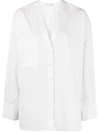 Co Button-front V-neck Blouse In White