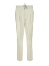 BRUNELLO CUCINELLI COMFORT COTTON STRIPED TEXTURED FABRIC LEISURE FIT TROUSERS WITH DRAWSTRING AND PLEAT,MH223E1740 C002