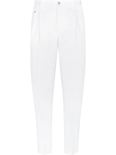 Dolce & Gabbana Pleated Tapered Trousers In White