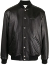 Alyx Varsity Bomber Jacket Black Leather Varsity Jacket With Metal Logo In Black