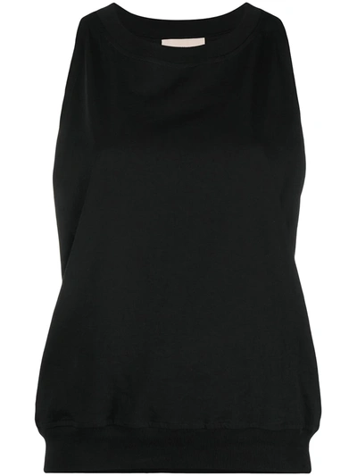 Alexandre Vauthier Crystal-logo Cotton-jersey Tank Top In Black