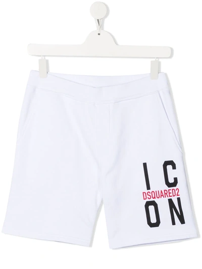 Dsquared2 Kids' Logo-print Track Shorts In White
