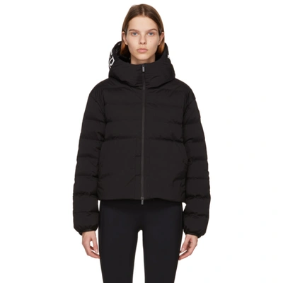 Moncler Anwar Logo Water Resistant Down Puffer Jacket In Nero