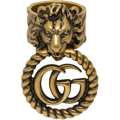 Gucci Gold Gg Lion Ring