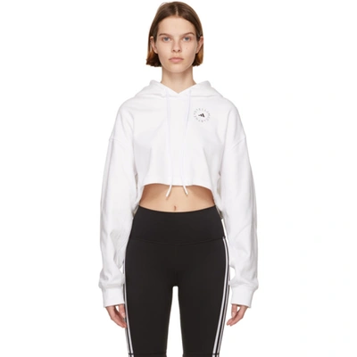 Adidas By Stella Mccartney + Net Sustain Cropped Organic Cotton-blend Jersey Hoodie In White