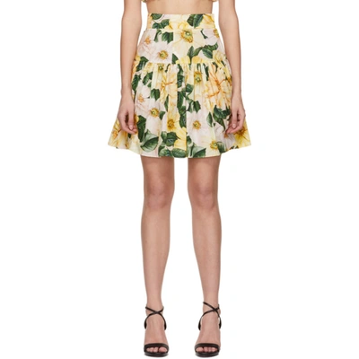 Dolce & Gabbana Pleated Floral-print Cotton-poplin Mini Skirt In Floral Print