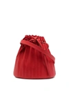 Mansur Gavriel Mini Pleated Leather Bucket Bag In Red