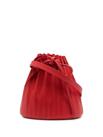 Mansur Gavriel Mini Pleated Leather Bucket Bag In Red