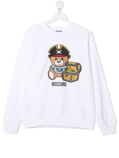 Moschino Teen Teddy Bear-print Cotton T-shirt In White