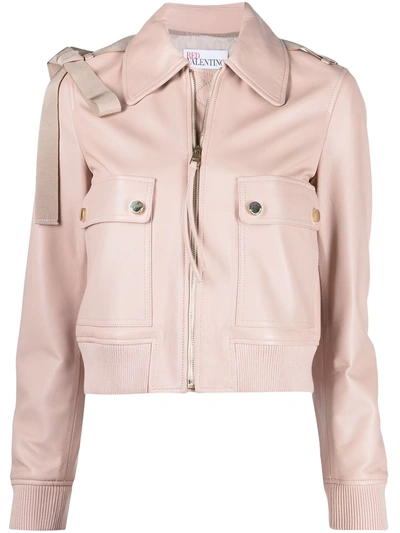 Red Valentino Lambskin Leather Jacket In Neutrals