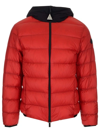 Moncler Quilted Funnel-neck Shell-down Hooded Jacket In Red