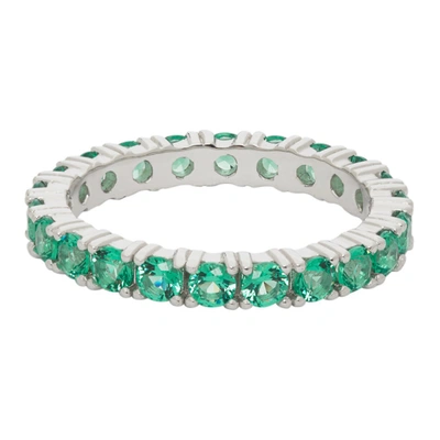 Hatton Labs Ssense Exclusive Silver & Green Topaz Eternity Ring In Mint Green
