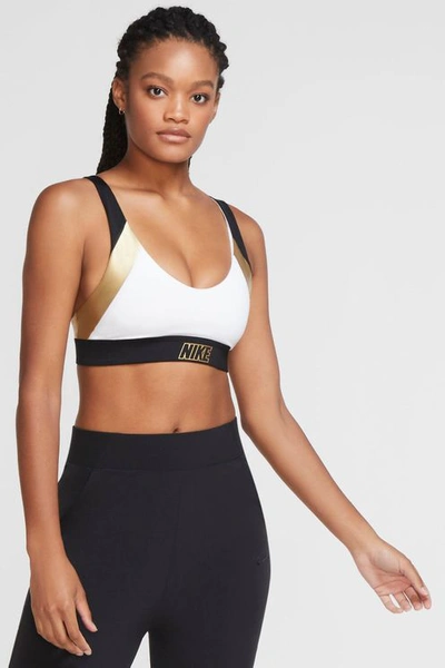 Nike Indy Metallic Sports Bra - White/black/metallic Gold