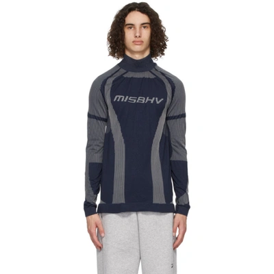 Misbhv Navy & Grey Active Classic Long Sleeve Turtleneck In Navy/white
