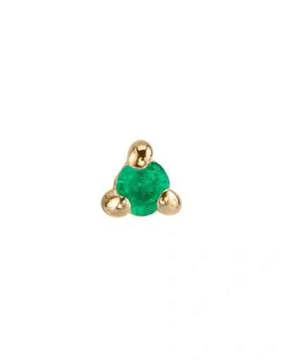 Lizzie Mandler Emerald Round Mini Single Stud In Gold