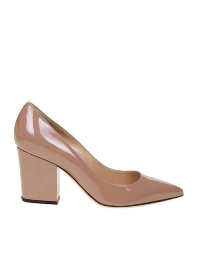 Sergio Rossi Decolletè In Nude Color Patent Leather In Pink
