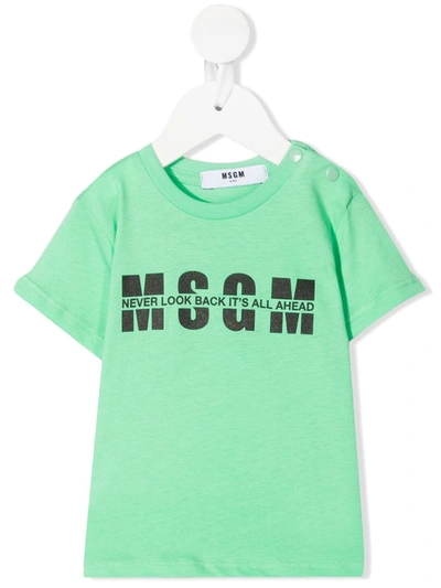 Msgm Babies' Logo Message T-shirt In 绿色