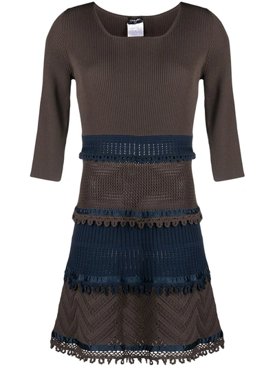 Pre-owned Chanel 2006 Crochet Knitted Dress In Brown