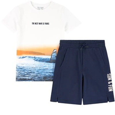 Mayoral Kids' Navy Windsurfing Print T-shirt And Shorts Set