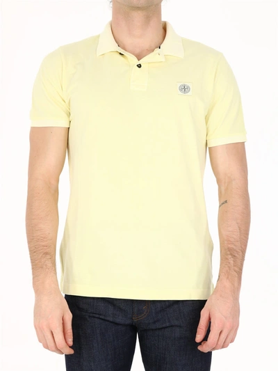 Stone Island Contrasting Details Polo Shirt In Light Yellow