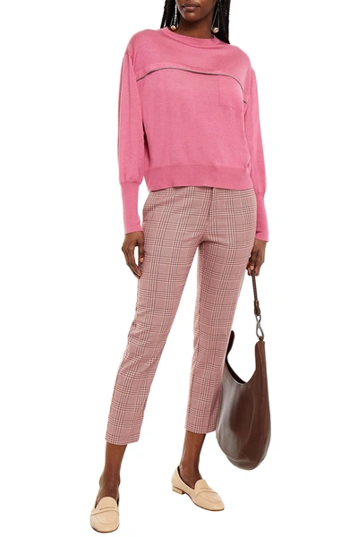 Brunello Cucinelli Bead-embellished Cashmere And Silk-blend Sweater In Pink