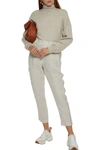 BRUNELLO CUCINELLI CROPPED BEAD-EMBELLISHED LINEN-TWILL TAPERED PANTS,3074457345625050247