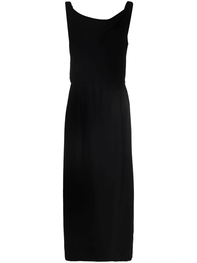 Valentino Boat-neck Sleeveless Midi Dress In Black