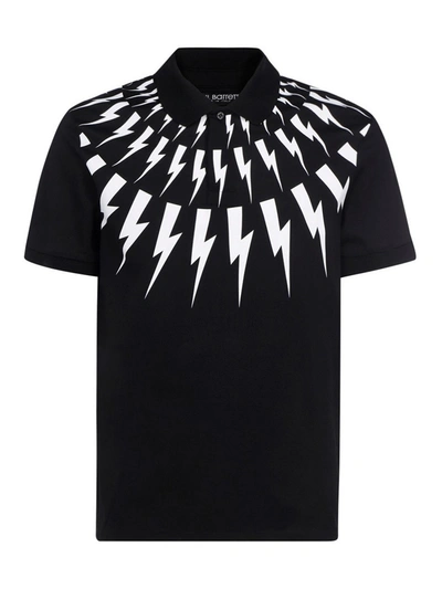 Neil Barrett Lightning Bolt Collar T-shirt in Black for Men