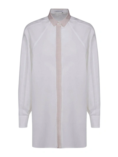 Agnona Grosgrain Placket Cotton-linen Shirt In White