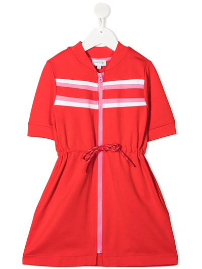 The Marc Jacobs Kids' Short-sleeve Zip-front Dress In Red