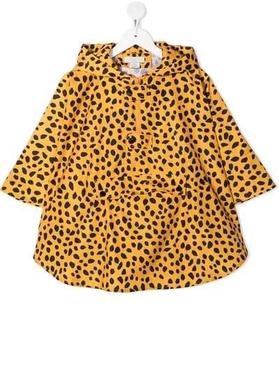 Stella Mccartney Kids' Leopard Pattern Rain Jacket In Yellow