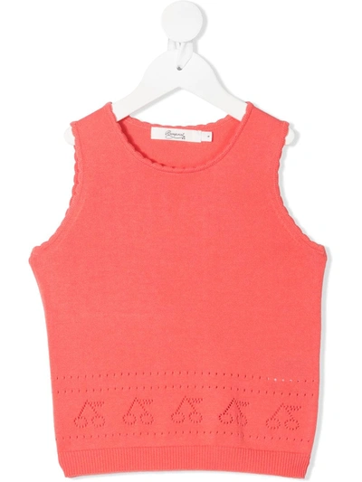 Bonpoint Kids' Knitted Perforated Cherry Vest In Red