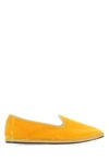 Vibi Venezia Whipstitched Velvet Furlane Slippers In Yellow