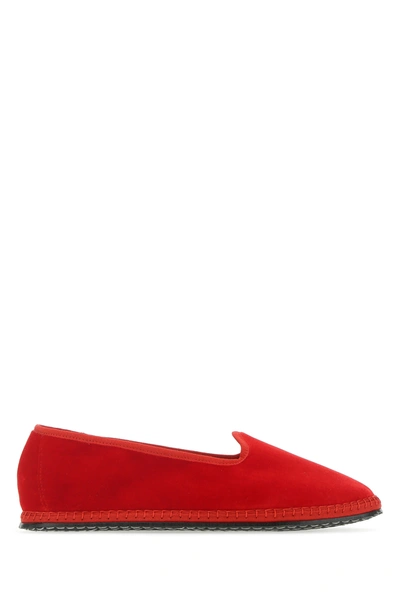 Vibi Venezia Red Velvet Ballerinas