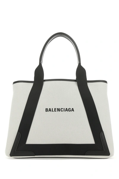 Balenciaga Cabas S Logo-print Leather-trim Canvas Bag In Black