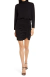 FRAICHE BY J RUCHED TURTLENECK LONG SLEEVE DRESS,635635499655