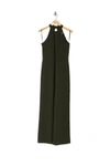 Julia Jordan Halter Wide Leg Jumpsuit In Dark Olive