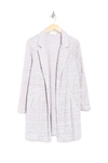 Melloday Plaid Knit Coat In Pink/blue Tweed