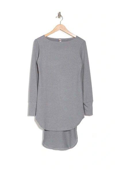 Go Couture Graphic Boatneck Top In Heather Grey