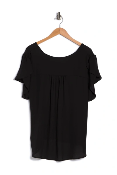 Philosophy Tulip Sleeve Button Front Top In Black