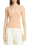 Vince Variegated Rib Tank In Peach Pearl/ Nectar