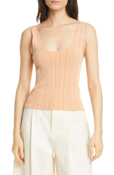 Vince Variegated Rib Tank In Peach Pearl/ Nectar